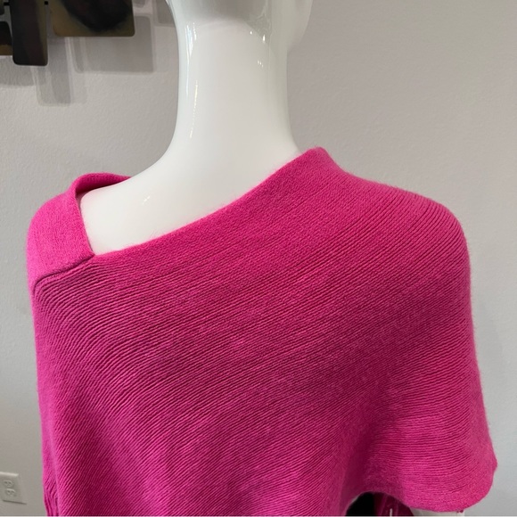 Womens V Neck Slub Knitted Poncho Shrug One Size Embroidered & Fringed - Picture 6 of 11